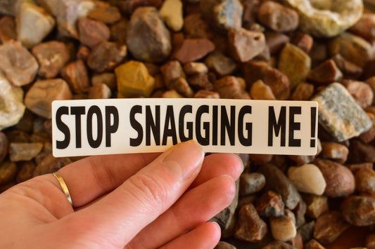 Stop Snagging Me Sticker: Funny Fishing Quote Decal