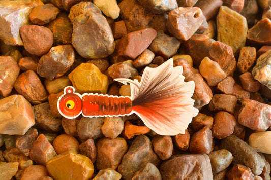Vintage Red Fly Lure Sticker: Waterproof Fishing Decal