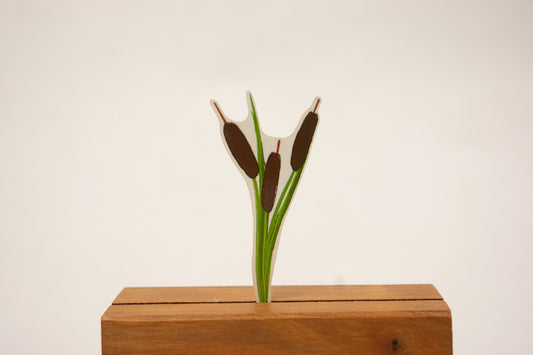 Hand-Drawn Cattail Sticker: Waterproof Nature Decal