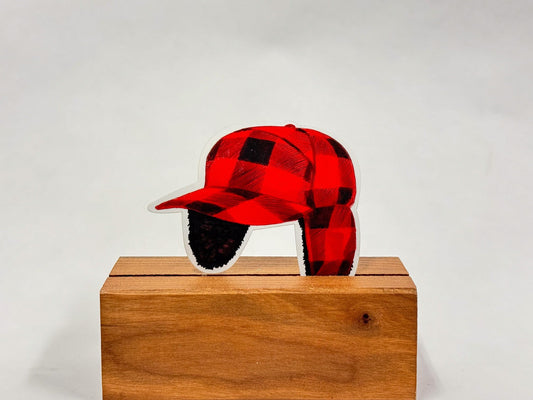 Plaid Bomber Hat Sticker: Waterproof Laptop Decal