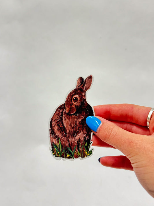 Brown Rabbit Sticker: Waterproof Wildlife Decal (3x2")
