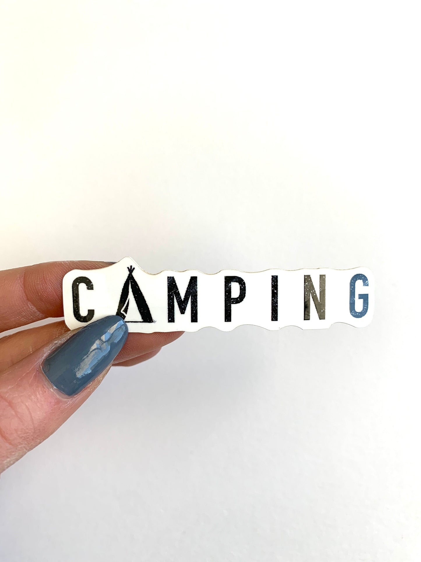 Camping Sticker: Waterproof Outdoorsy Decal (3" x 0.5")