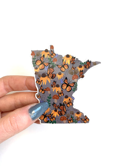 Floral Minnesota Sticker: Waterproof State Decal