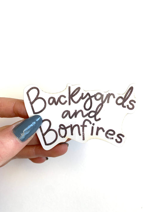 Backyards and Bonfires Sticker: Waterproof Laptop Decal