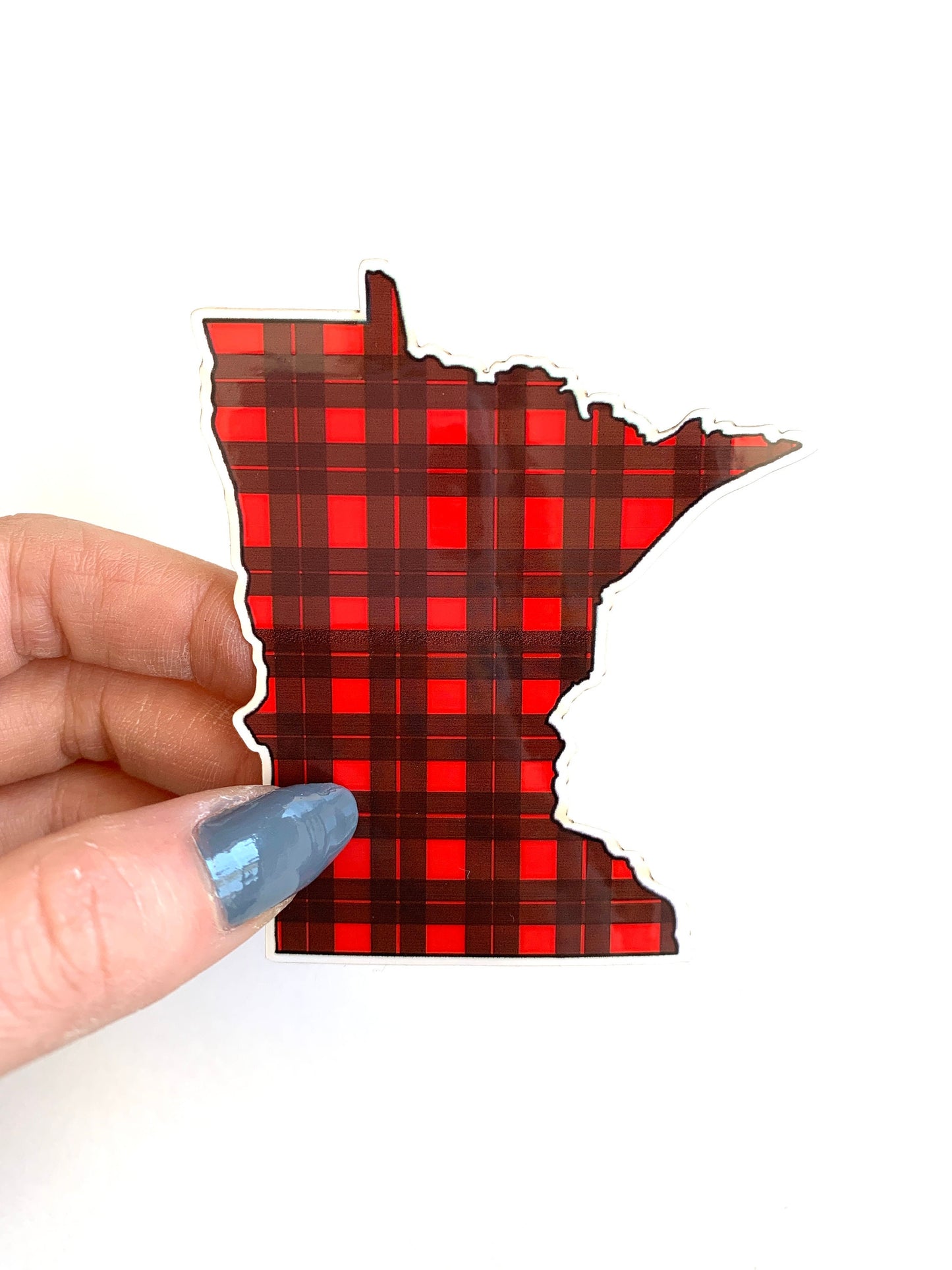 Red Plaid Minnesota State Sticker: Waterproof Laptop Decal