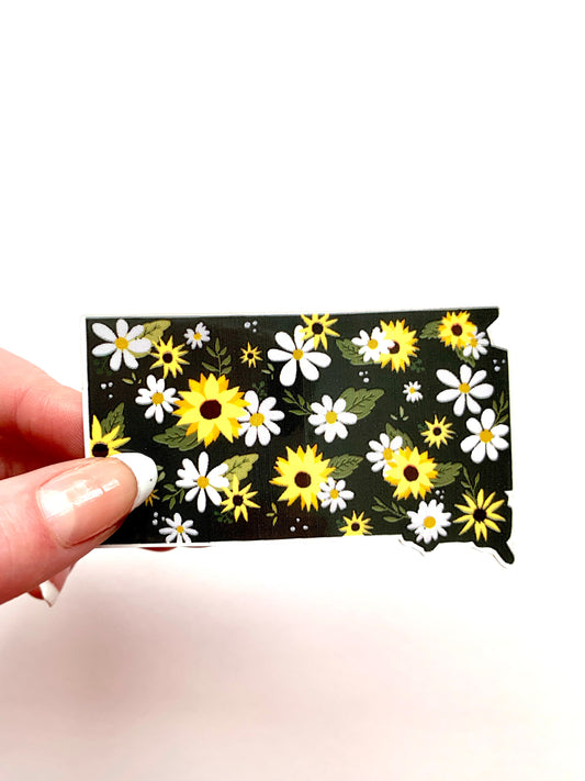 South Dakota Sunflower Sticker: Waterproof SD Decal