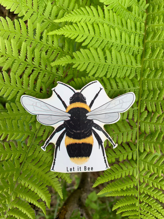 Bee Sticker: Waterproof Hand Drawn Decal