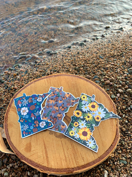 Minnesota Floral Sticker Pack: Waterproof MN State Decals