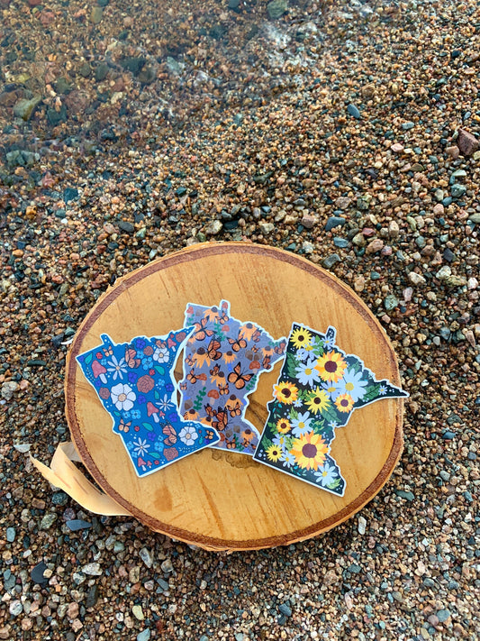 Minnesota Floral Sticker Pack: Waterproof MN State Decals