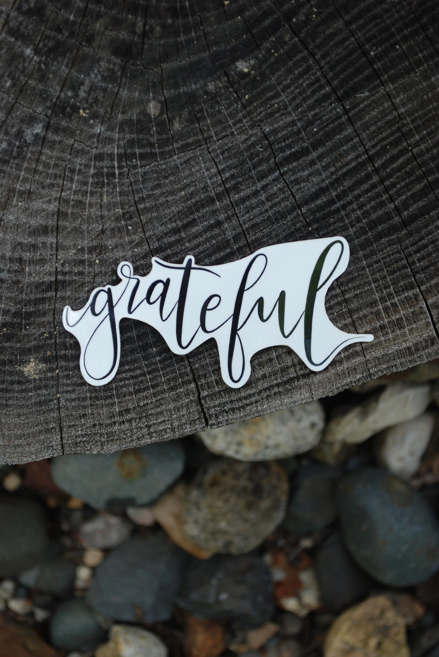 Grateful Script Sticker: Waterproof Laptop Decal