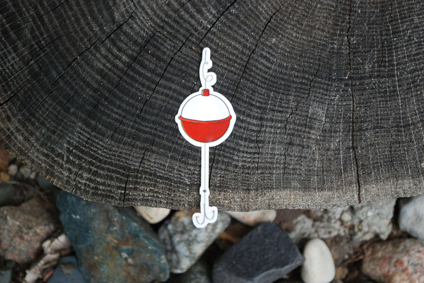 Waterproof Bobber Sticker: Hand-Drawn Fishing Decal