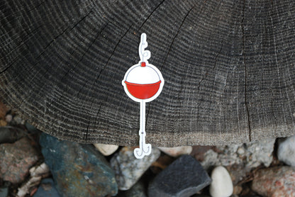 Waterproof Bobber Sticker: Hand-Drawn Fishing Decal