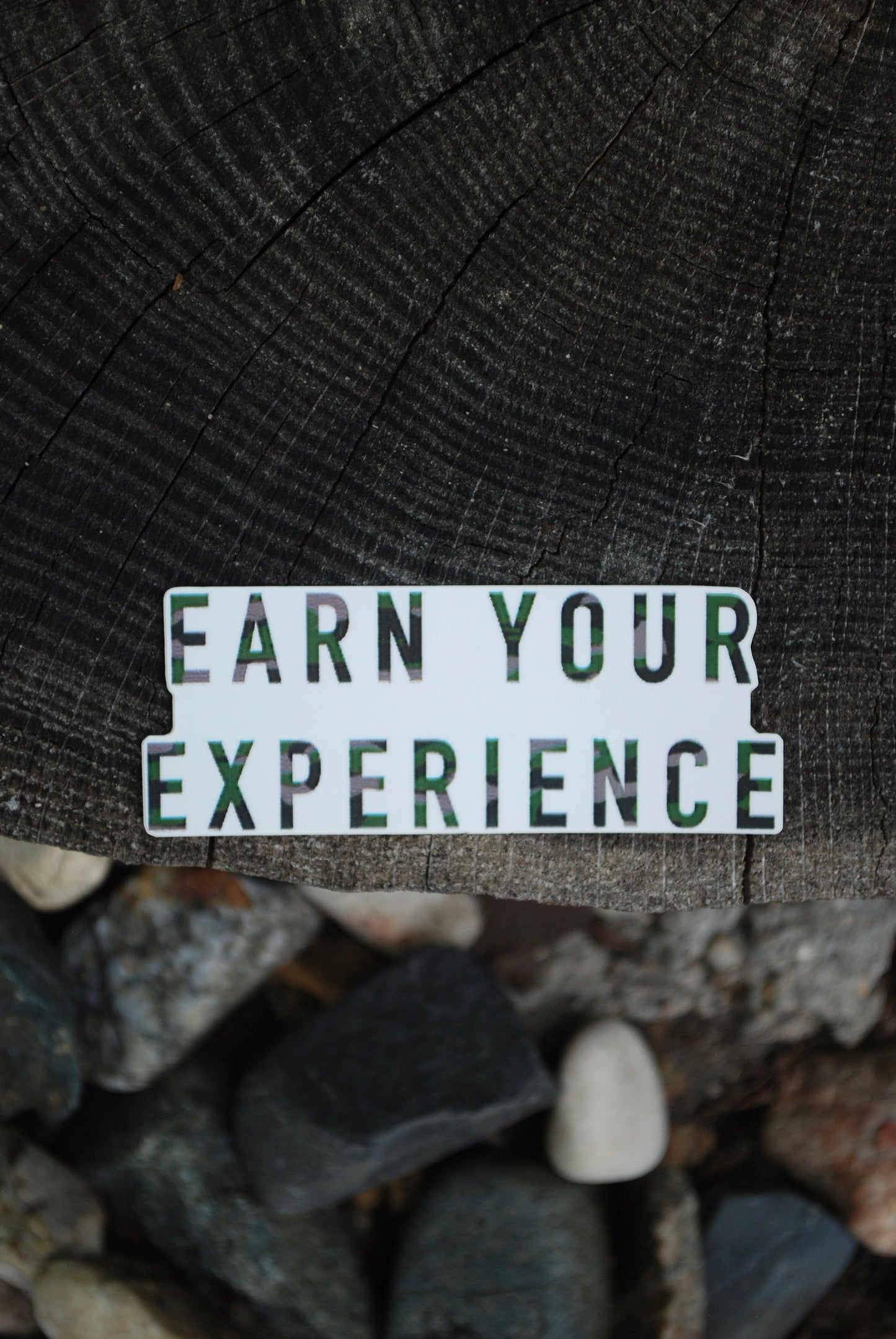 Earn Your Experience Camo Sticker: Waterproof Hunting Decal