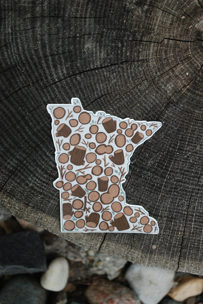 Minnesota Wood Sticker: Hand-Drawn MN State Decal