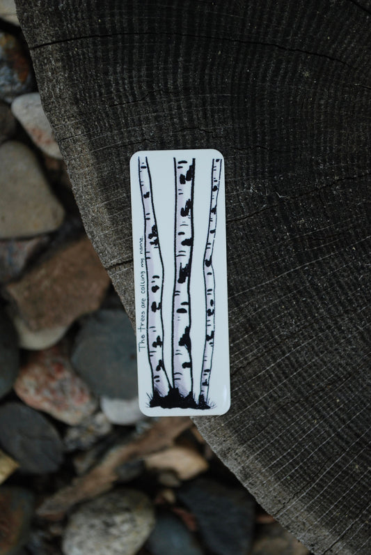 Birch Trees Waterproof Sticker: Hand-Drawn Decal (3" x 1.3")