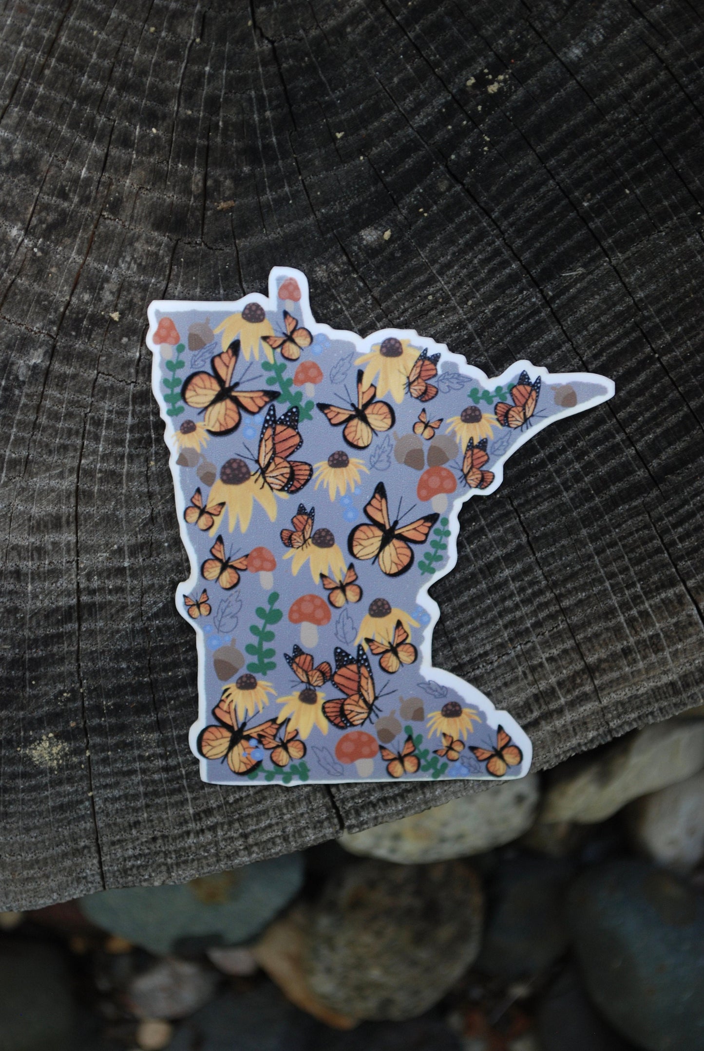 Floral Minnesota Sticker: Waterproof State Decal