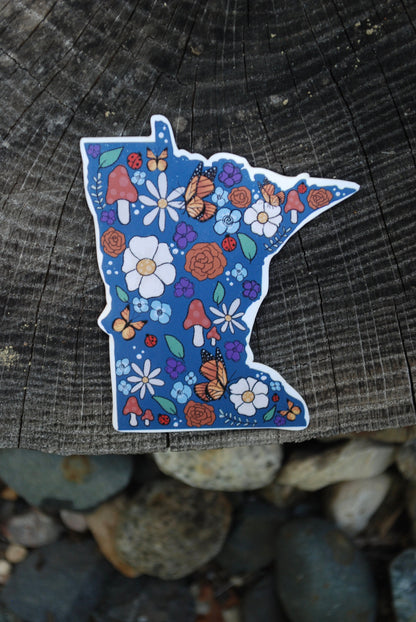 Floral Minnesota Sticker: Waterproof Trendy Decal