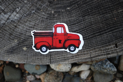 Red Truck MN Sticker: Waterproof Minnesota Decal