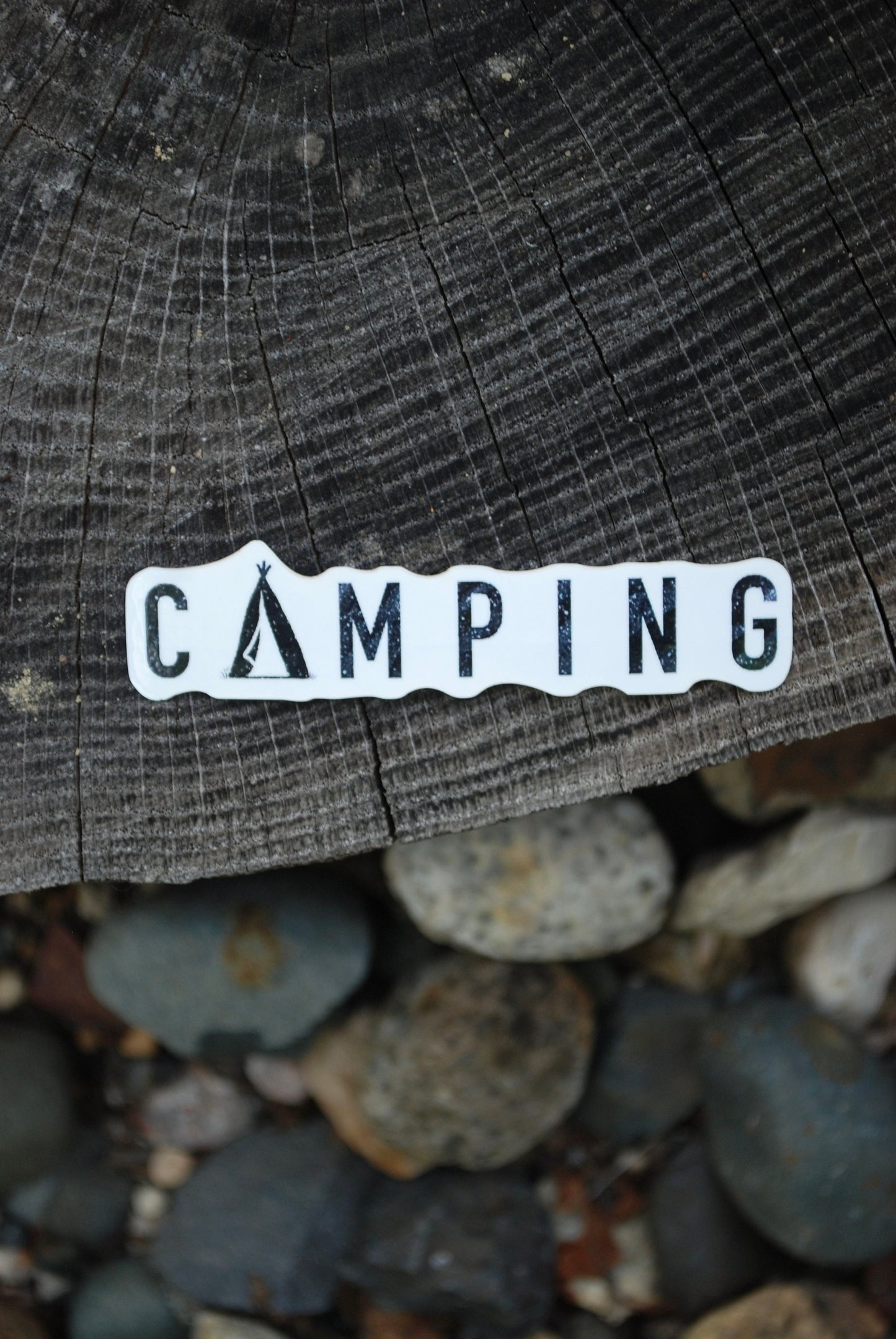 Camping Sticker: Waterproof Outdoorsy Decal (3" x 0.5")