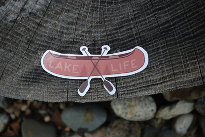Canoe "Lake Life" Sticker: Waterproof Decal