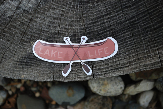 Canoe "Lake Life" Sticker: Waterproof Decal