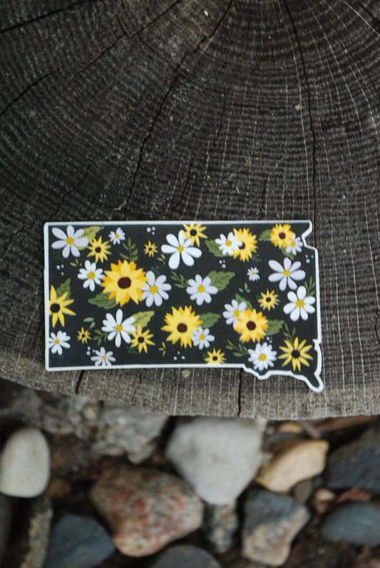 South Dakota Sunflower Sticker: Waterproof SD Decal