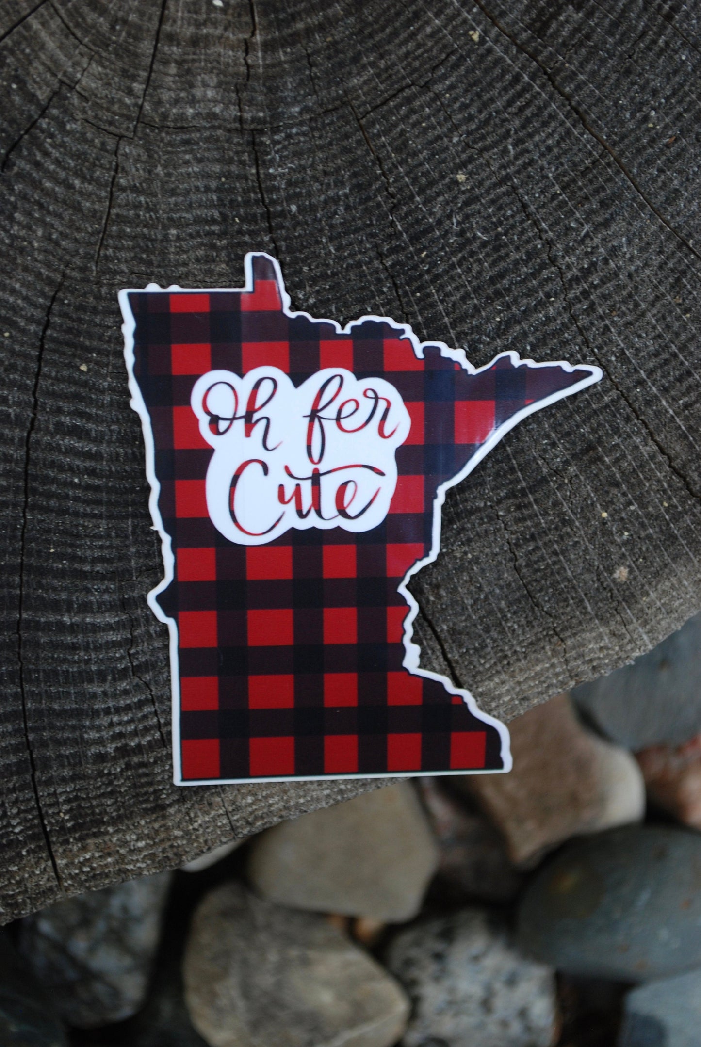 Buffalo Plaid Minnesota Sticker: Waterproof MN State Decal