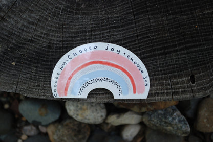 Rainbow "Choose Joy" Sticker: Inspirational Waterproof Decal