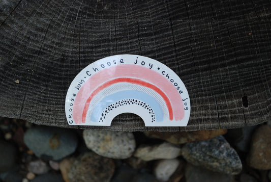 Rainbow "Choose Joy" Sticker: Inspirational Waterproof Decal