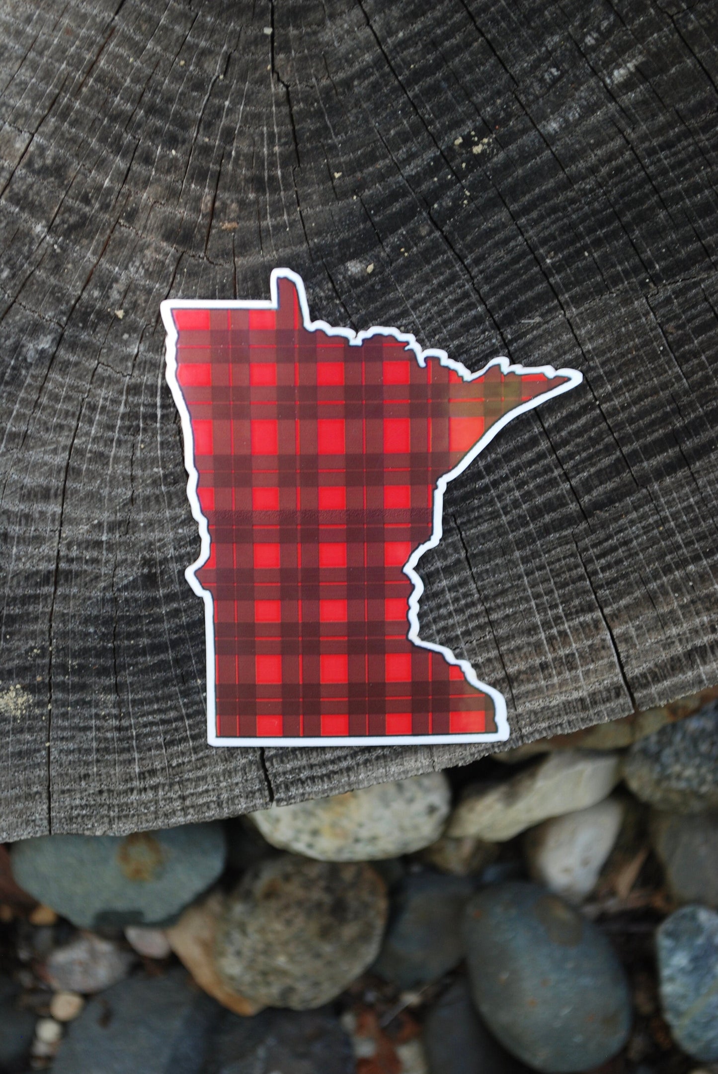 Red Plaid Minnesota State Sticker: Waterproof Laptop Decal
