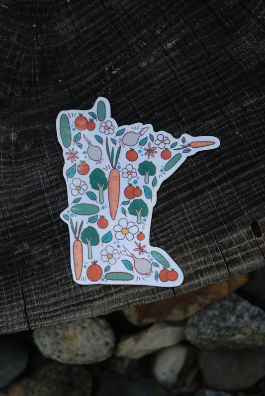 Minnesota Vegetable Sticker: Waterproof MN Decal