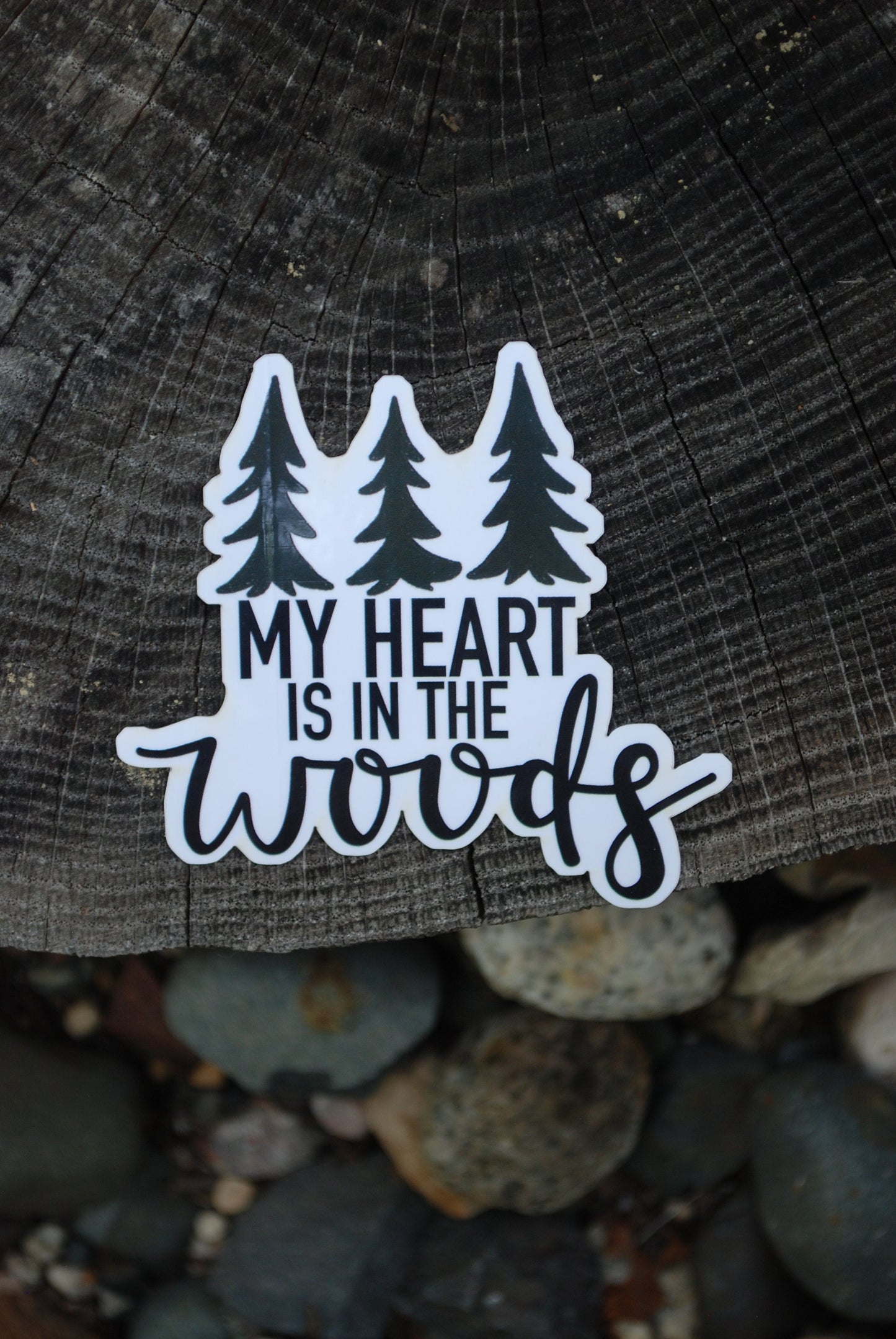 My Heart Is In The Woods Sticker: Waterproof Pine Tree Decal