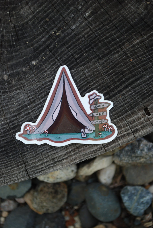 Tent Sticker: Waterproof Camping Decal, Outdoorsy Gift