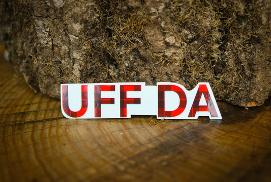 Uff Da Sticker: Buffalo Plaid Minnesota Decal