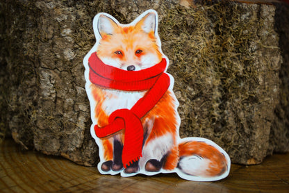 Fox With Red Scarf Sticker: Waterproof Laptop Decal