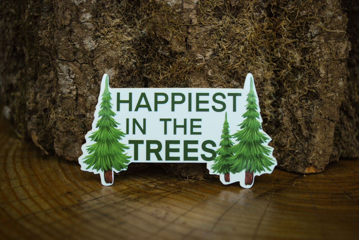 Happiest In The Trees Sticker: Waterproof Forest Decal