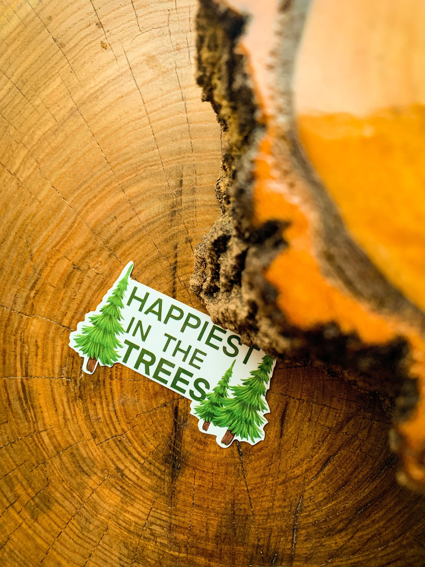 Happiest In The Trees Sticker: Waterproof Forest Decal