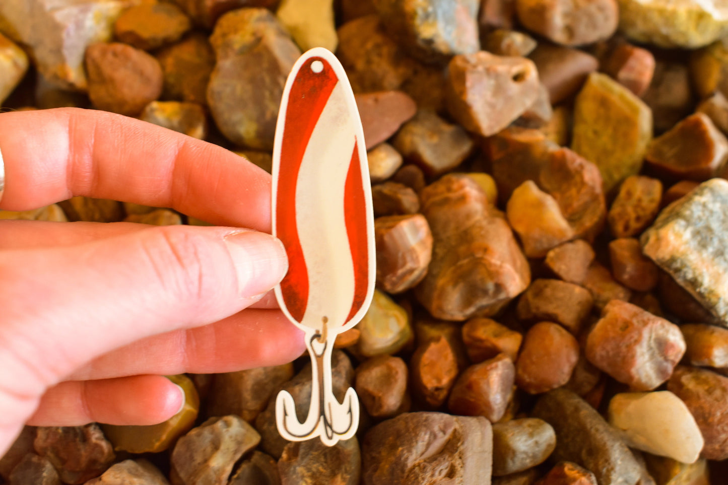 Vintage Red Swirl Lure Sticker: Waterproof Decal