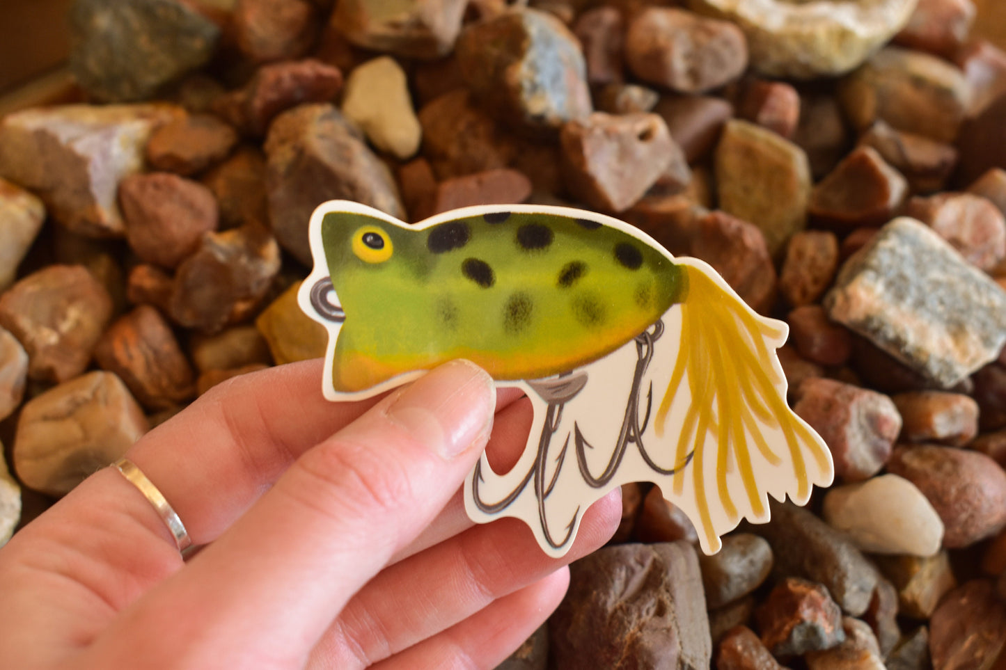 Vintage Frog Lure Sticker: Waterproof Fishing Decal