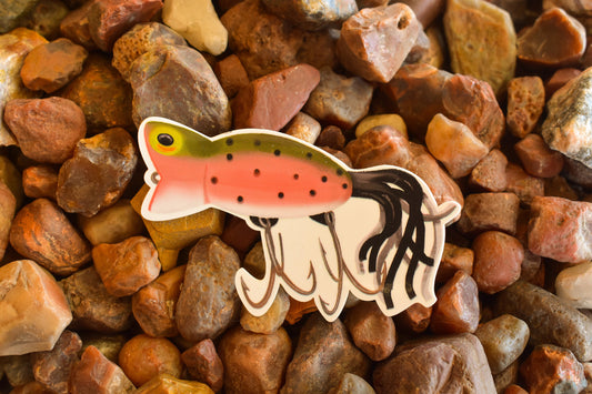 Vintage Trout Lure Sticker: Waterproof Fishing Decal