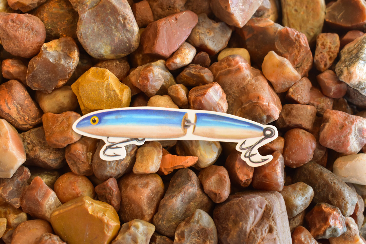 Vintage Blue Fishing Lure Sticker: Waterproof Boat Decal