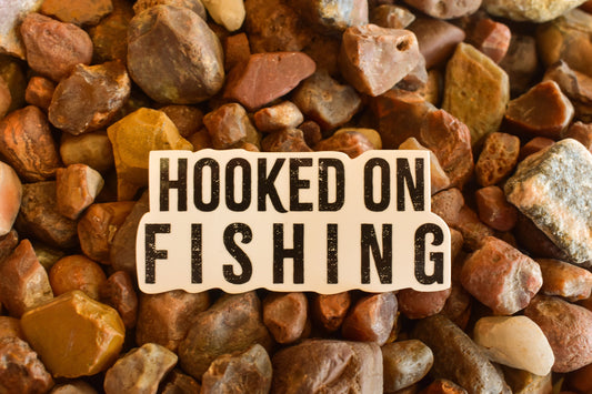Hooked On Fishing Sticker: Waterproof Decal for Laptop, Car, Boat