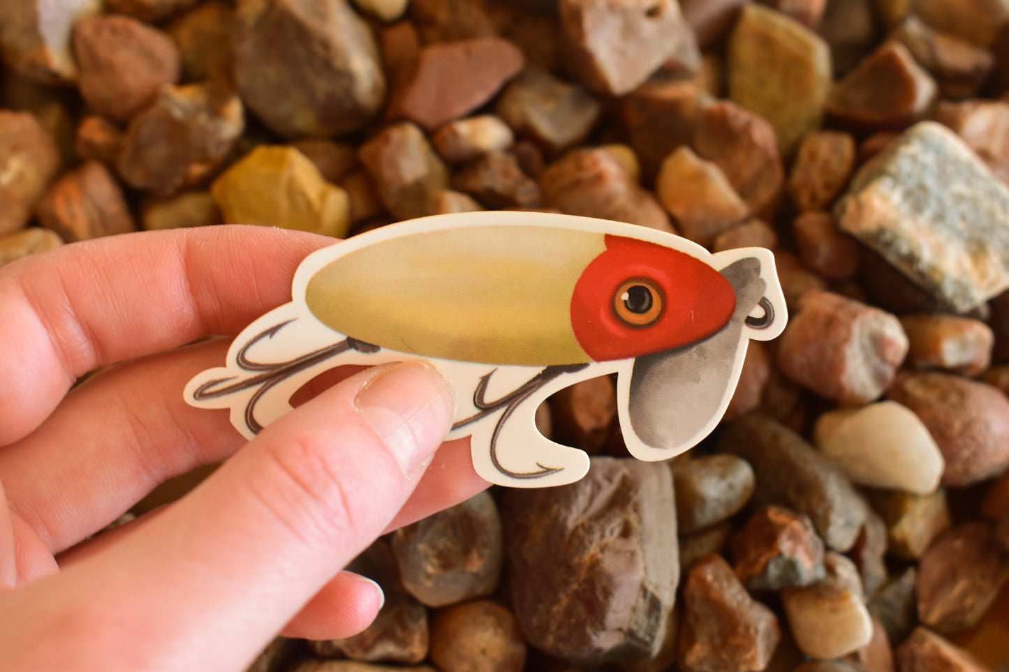 Vintage Bug Lure Sticker: Waterproof Fishing Decal