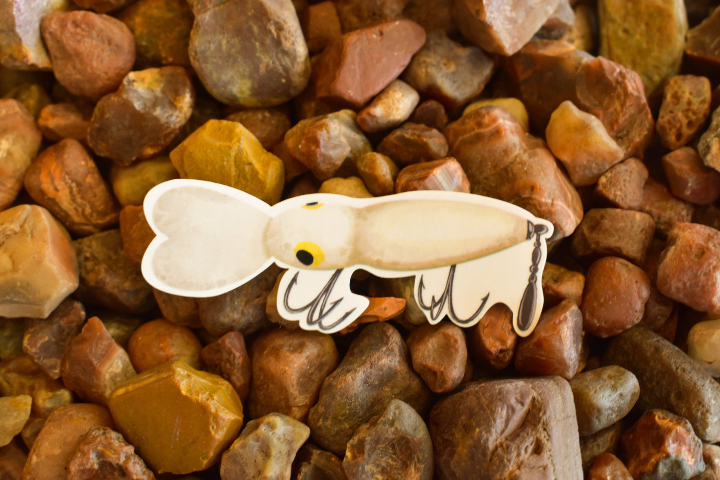 Vintage White Fishing Lure Sticker: Waterproof Decal