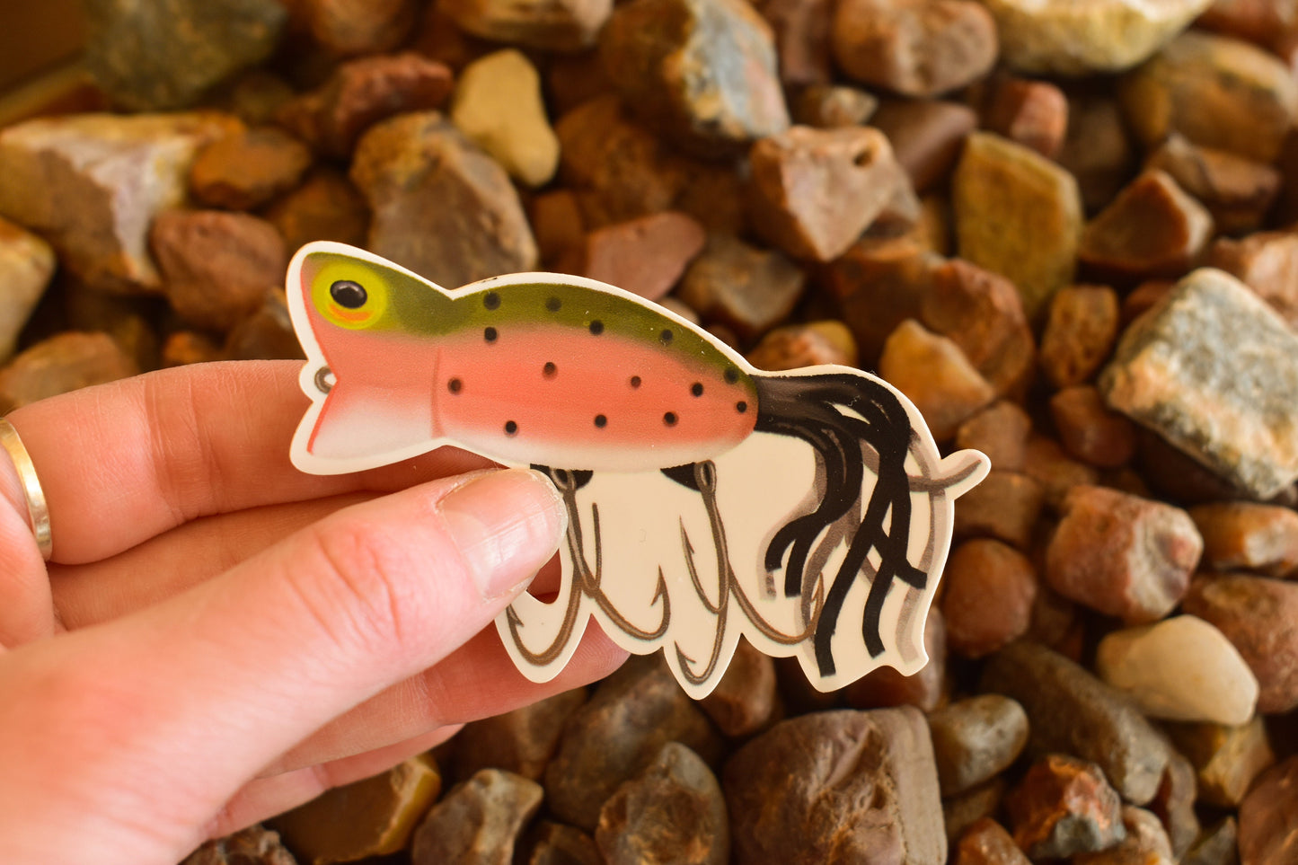 Vintage Trout Lure Sticker: Waterproof Fishing Decal