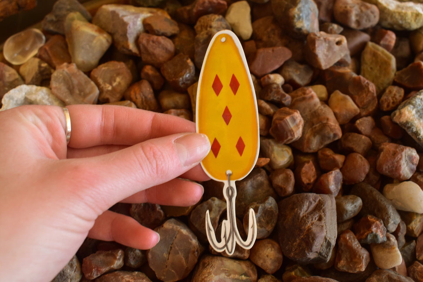 Vintage Red Diamond Fishing Lure Sticker: Waterproof Decal