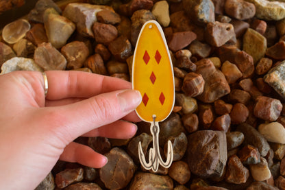 Vintage Red Diamond Fishing Lure Sticker: Waterproof Decal