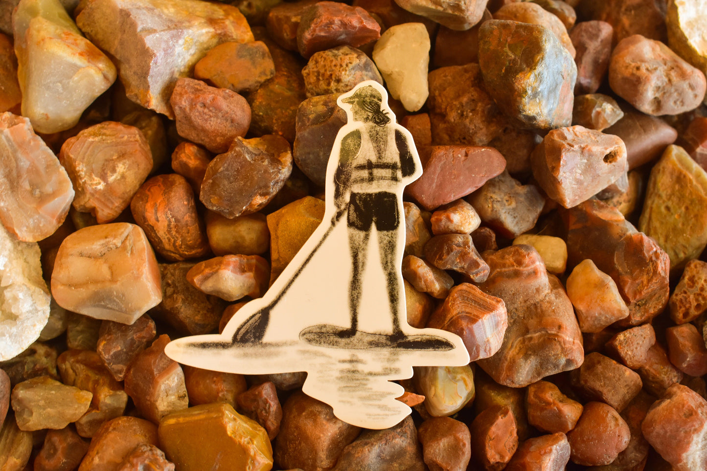 Girl Paddle Boarding Waterproof Sticker: Lake Life Decal