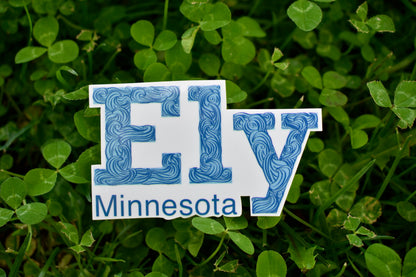Ely Minnesota Sticker: Waterproof Waves Decal (3.1" x 1.9")