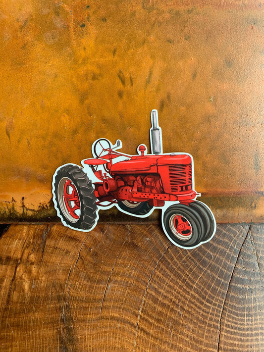 Red Tractor Sticker: Waterproof Farming Decal